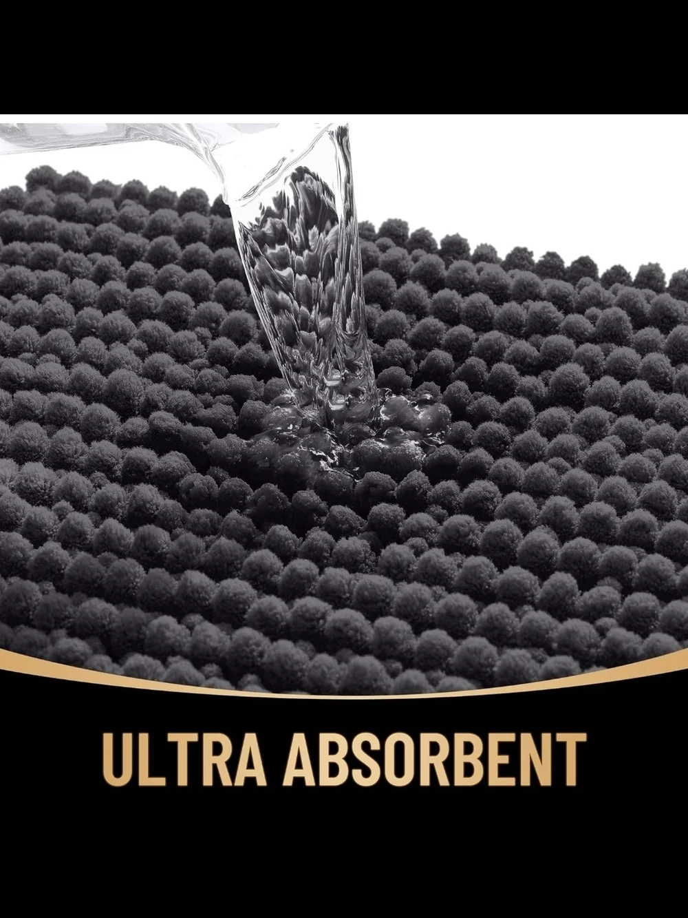 OLANLY Dark Grey Soft Absorbent Chenille Bathroom Runner Rug - 70